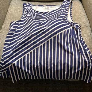 Land’s End Swim Top. Striped Navy and White. 16W. Has bra